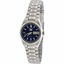Seiko Women's 5 Automatic SYM605K Silver Stainless-Steel Automatic Watch with Blue Dial