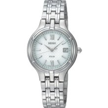 Seiko Womens Solar Stainless Watch - Silver Bracelet - Silver Dial - SUT015