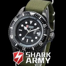 Shark Army Fashion Date Nylon Military Outdoor Men Sport Quartz Watch Gift
