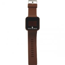 Silicone Touch Screen Creative Red LED Flashing Wristband Watch Brown