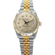 Silver diamond dial bezel pearl master rolex datejust watch Solid gold & SS