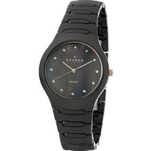 Skagen 817sdxcr Women's Swarovski Elements Brown Mop Dial Ceramic Watch