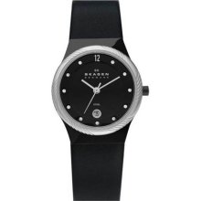 Skagen 880LBLBS Stainless Steel Quartz Black Dial Black Leather Strap