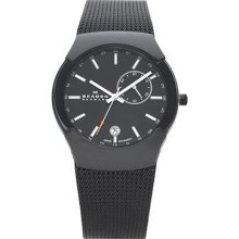 Skagen 983xlbb Men's Black Label Stainless Steel Band Black Dial Watch