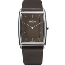 Skagen Brown Mens Brown Leather Watch