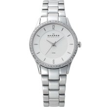 Skagen Crystal Bezel Bracelet Watch Silver