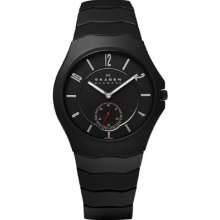 Skagen Denmark Mens Xl Dress Black Ceramic Bracelet Watch Sk815lbxc
