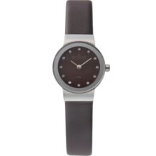 Skagen Denmark Watch, Womens Brown Leather Strap 358XSSLD
