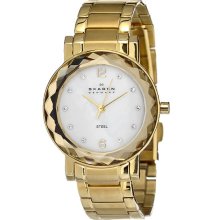 Skagen Ladies Gold Tone Stainless Steel Dress Mother of Pearl Dial 457SGGX