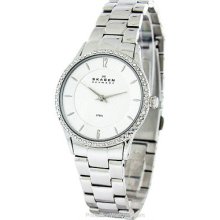 Skagen Ladies Links Stainless Swarovski Crystal Bezel White 347SSX