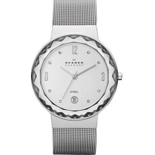 Skagen Ladies Stainless Steel Case Mesh Bracelet Silver Tone Dial Date Display SKW2004