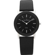 Skagen Leather Collection Stainless Steel Unisex Watch - 39LSLBB