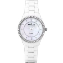 Skagen Medium Crystal Bezel Ceramic Watch White