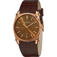 Skagen Men's 859LRLD Steel Brown Dial Rose Gold Case Watch - 859LRLD1