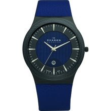 Skagen Men's Classic 234XXLTBLN Blue Leather Quartz Watch with Blue Dial