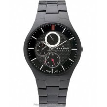 Skagen Mens Titanium Day Date Watch - Black Dial - Black Ion Plating 806XLTBXB