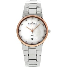 Skagen Mother of Pearl Dial Crystal Stainless Steel Watch 455SSRX