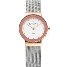 Skagen Round Case Mesh Strap Watch Rose Gold/ Silver