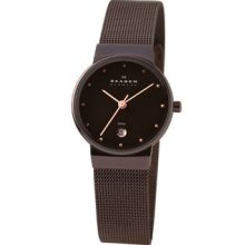 Skagen Women's Brown Stainless Watch - Mesh Bracelet - Brown Dial - 355SDD