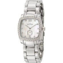 Skagen Women's Square MOP Dial Element Steel Linked Band Watch (Womens Square MOP Dial Swarovski Steel Linked Band)