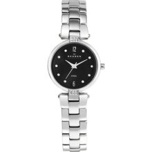 Skagen Womens Stainless Steel Watch Link Band Black Dial 109ssbx