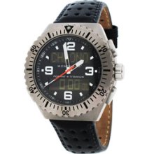 St. Moritz Momentum Format 4 Titanium Watch with Leather Band - Black