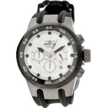 Stainless Chronograph Stainless Steel Case Rubber Bracelet White Tone Dial Date