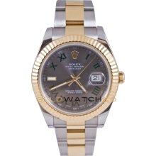 Stainless Steel & 18K Gold 41mm Datejust II Model 116333 Slate Dial with Green Roman Numerals