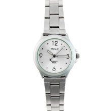 Stainless Steel Band Women Watch (White Dial) - Silver - Stainless Steel