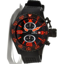 Stainless Steel Case Black Dial Rubber Strap Chronograph Date Display