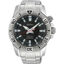 Stainless Steel Sportura Kinetic Diver Black Dial Link Bracelet