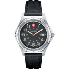 Standard Issue XL Men's Watch with Charcoal Dial and Black Leather Strap by WengerÂ® - Maker of the Genuine Swiss Army Knife