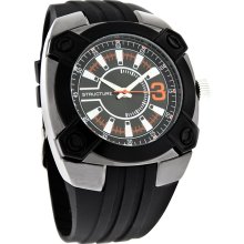 Structure by Surface Mens XL TiCN Black Rubber Strap Quartz Watch 32639