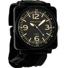 Structure By Surface Mens Sport Black Dial Velcro Strap Quartz Watch 32350