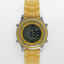 Studio Time Silver Tone Yellow Silicone Digital Chronograph Watch
