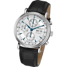 Stuhrling 363 331k16 Prestige Auto Ss Case White Dial Black Leather Mens Watch