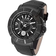 Stuhrling 543 332d51 Sentry Quartz Black Dial Leather Mens Watch