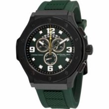 Stuhrling Original 160CXL.3356D5 Mens Quartz with Black IP Caseandamp;#44; Green Dial and Black Rubber Strap