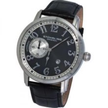 Stuhrling Original 229A.331513 Mens Lineage Classic Automatic Stainless Steel Caseandamp;#44; Black-Silver Dial on Black Leather Strap