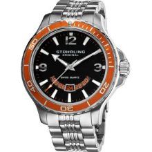 Stuhrling Original 270B Pioneer Swiss Quartz Date Orange Mens Watch