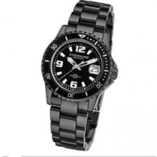 Stuhrling Original 272.11OB1 Womens Swiss Quartzandamp;#44; Black Ceramic Case and Bracelet with Black Dial