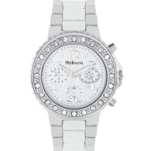 Styleco. Watch, Womens Silver-Tone and White Bracelet SC1128