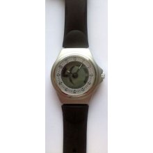 Subzero Matt Silver Tone Case Black Rubber Strap Ana/digi Sport Watch