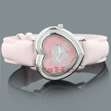 Super Techno Ladies Heart Watch 0.08ct Pink Watches