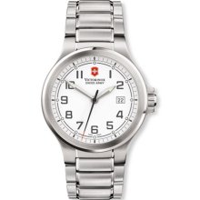 Swiss Army Large White Dial Stainless Steel Bracelet Watch