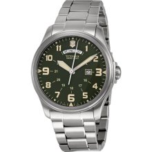 Swiss Army Men's Stainless Steel Case and Bracelet Quartz Green Dial 241291