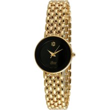 Swiss Edition Women's Goldtone Panther Link Black Dial Watch (Panther Link Bracelet Watch Black Dial Swiss Made)