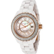 Swiss Legend 20051-WWWRR White w/ RG Diamond Bezel Karamica Ceramic Watch Women