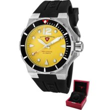SWISS LEGEND Men's Abyssos Automatic Yellow Dial Black Silicon