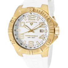 Swiss Legend Watch 40117-yg-02 Men's Super Shield White Dial Gold Tone Ip Ss